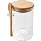 Clayre & Eef Voorraadpot 11x9x14 cm Transparant Glas Voorraadbus Roze Voorraadbus