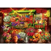 Bluebird Puzzle : Puzzel van een bloemenstal op de markt - 1000 stukjes