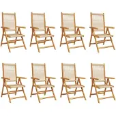 vidaXL Tuinstoelen 8 st verstelbaar massief acaciahout beige
