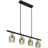 Globo 4 Lichts Hanglamp Hollsy Zwart Met Smoke Glas