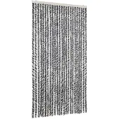vidaXL Vliegenhor, grijs, zwart en wit, 100x220 cm, chenille
