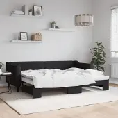 Prolenta Maison Exclusive - Uittrekbaar dagbed, zwart, 80x200 cm, met stoffen bekleding