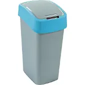 Curver Pacific Flip Bin 45L Zilver/blauw Grijs grijs Kunststof Prullenbak