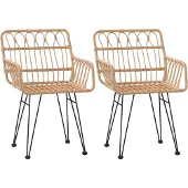 Syfax Tuinstoelen 2 st met armleuning 56x64x80 cm PE-rattan