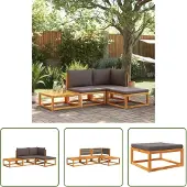 The Living Store Lounge Set - Tuinlounge - 4-delige tuinbankset met kussens acaciahout & touw - Buitendiner - Acacia Hout - Loungebank