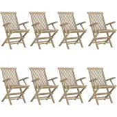 vidaXL Klapstoelen, 8 stuks, grijs, 56 x 61 x 89 cm, massief teakhout
