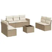 vidaXL 8-delige Loungeset met kussens poly rattan beige