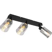 Globo Lighting Plafondlamp Hadera 3 Lichts Zwart Met Smoke Glas