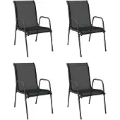 Syfax Tuinstoelen 4 st staal en textileen zwart
