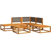 vidaXL 6-delige tuinbankset met kussens acaciahout & touw