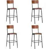 Syfax Barstoelen 4 st massief multiplex staal