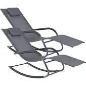 En.casa Ligstoel schommelstoel 147x63x89 cm donkergrijs set van 2