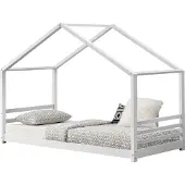 En.casa Kinderbed met bedbodem grenen huisbed 90x200 cm wit