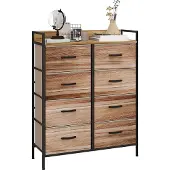 HOMCOM -Stoffen Dressoir-79x29x101cm-Vliesstof-Eiken