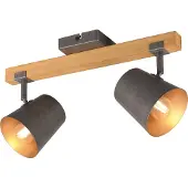 TRIO Spot Bell 2-lichts antiekgrijs met hout