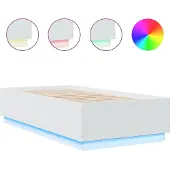 vidaXL Bedframe met LED-verlichting bewerkt hout wit 90x190 cm