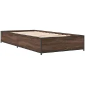 vidaXL Bedframe bewerkt hout en metaal bruin eikenkleurig 90x190 cm