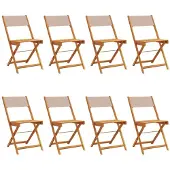 vidaXL Tuinstoelen 8 st inklapbaar stof en massief hout taupe