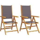 vidaXL Tuinstoelen 2 st inklapbaar acaciahout en stof antracietkleurig