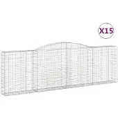 vidaXL Schanskorven 15 st gewelfd 400x30x120/140 cm ijzer