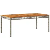 vidaXL Tuintafel 180x90x75 cm poly rattan en acaciahout grijs