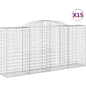vidaXL Schanskorven 15 st gewelfd 300x50x140/160 cm ijzer