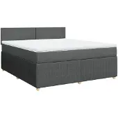vidaXL Boxspring met matras stof donkergrijs 180x200 cm