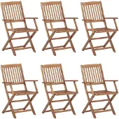 vidaXL Tuinstoelen 6 st inklapbaar met kussens massief acaciahout