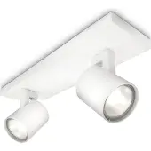 Philips myLiving Runner plafondspot GU10 2-lamps wit Runner, dimbaar, wit / opaal, Woon-/ Eetkamer, Aluminium, buitenspot