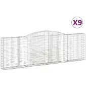 vidaXL Schanskorven 9 st gewelfd 400x30x120/140 cm ijzer