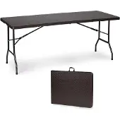 Northix Campingtafel - 179x74x74 cm - rotan look - bruin