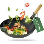 Pasoli Onze vlakgebrande wok van 36 cm, gemaakt van koolstofstaal