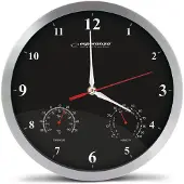 Esperanza Washington - Wandklok ø30cm - Temperatuur- en luchtvochtigheidsmeter - Zwart