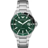Giorgio Armani Analoog horloge donkergroen / zilver
