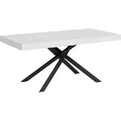 Ityhome - Uittrektafel 200/460x90 cm, model Karida, beukenfineer wit, poten antraciet
