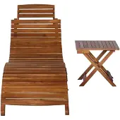 vidaXL Ligbed met tafel massief acaciahout bruin