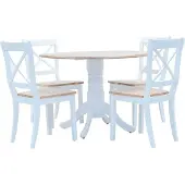 Syfax 5-delige Eethoek massief rubberwood wit en bruin