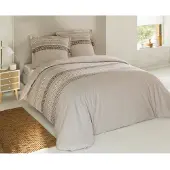 Vision Athony Dekbedovertrekset - 100% katoen: zacht en soepel - Kingsize - Dekbedovertrek 260 x 240 cm met 2 bijhorende slopen - Beige - Oekotex gecertificeerd