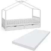 VitaliSpa Franka Huisbed – 90x200 cm met 2 laden en matras Wit