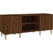 vidaXL Platenkast 121x38x48 cm bewerkt hout bruin eikenkleur