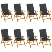vidaXL Tuinstoelen 8 st verstelbaar met kussens massief teakhout
