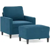 vidaXL Fauteuil met voetenbank 60 cm fluweel blauw