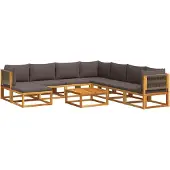 vidaXL 9-delige tuinbankset met kussens acaciahout & touw