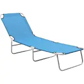 Syfax Ligbed inklapbaar staal en stof turquoiseblauw
