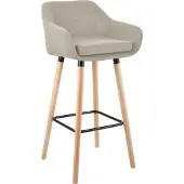 CLP Barkruk Grant - bekleding: stof, poten: hout, kleur: crème