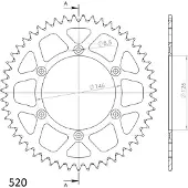 Supersprox 7075-T6 Aluminium Acherversnelling (Ergal) 808 49 Voor Suzuki Rm/Rmz (Jtr808.49), Kleur: Zwart
