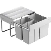 NABER Trio Shorty. Vuilnisbak, aluminium grijs. - Prullenbak