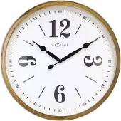 Nextime Classic – Landelijke Wandklok – 39 cm – Metaal – Wit/Goud – Stil
