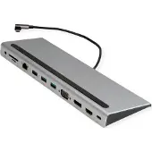 Value USB 3.2 Gen 2 Type C Multiport Docking Station, 4K HDMI/DP, VGA, USB, Kaartlezer, PD, LAN, Audio