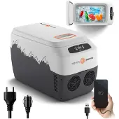 Peme Go Elektrische Koelbox, 27.6 liter, 12V, 220/230 Volt AC/DC, Aansluiting voor Auto en Camping, thermo-elektrisch Frigobox - Zwart-wit